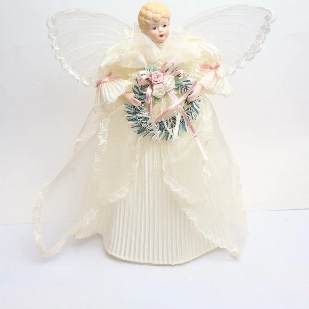 VTG 90's White Angel Christmas Tree Topper 11